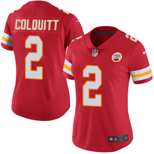 Women's Limited Dustin Colquitt Nike Jersey Red - #2 Rush NFL Kansas City Chiefs